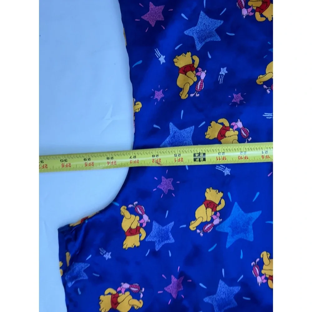 Vintage‎ Pooh Winnie the Pooh Satin Nightgown Blue Stars Piglet Sleep Shirt 2XL